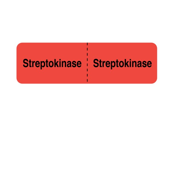 IV Drug Line Label - Streptokinase/Streptokinase 7/8"x3" Flr Red w/Blk